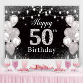 Funkeln Und Silber Ballon Glücklich 50 Geburtstag Hintergrund
